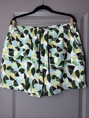 Todd Snyder Montauk 5” Swim Trunks Green Geometric Print Size Large